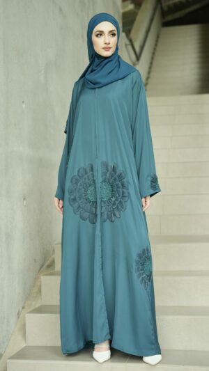 Rawda Abaya (Teal Blue)